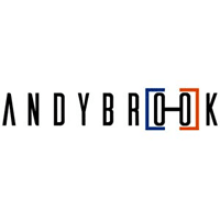 Logo Andybrook - Équipement de Musculation et Fitness Logo Andybrook noir avec deux O stylisés reliés en forme d'haltère, encadrés de bleu et d'orange.