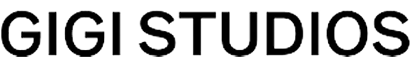 Logo GIGI STUDIOS : Design de Lunettes Haut de Gamme Logo noir GIGI STUDIOS sur fond blanc, style épuré.